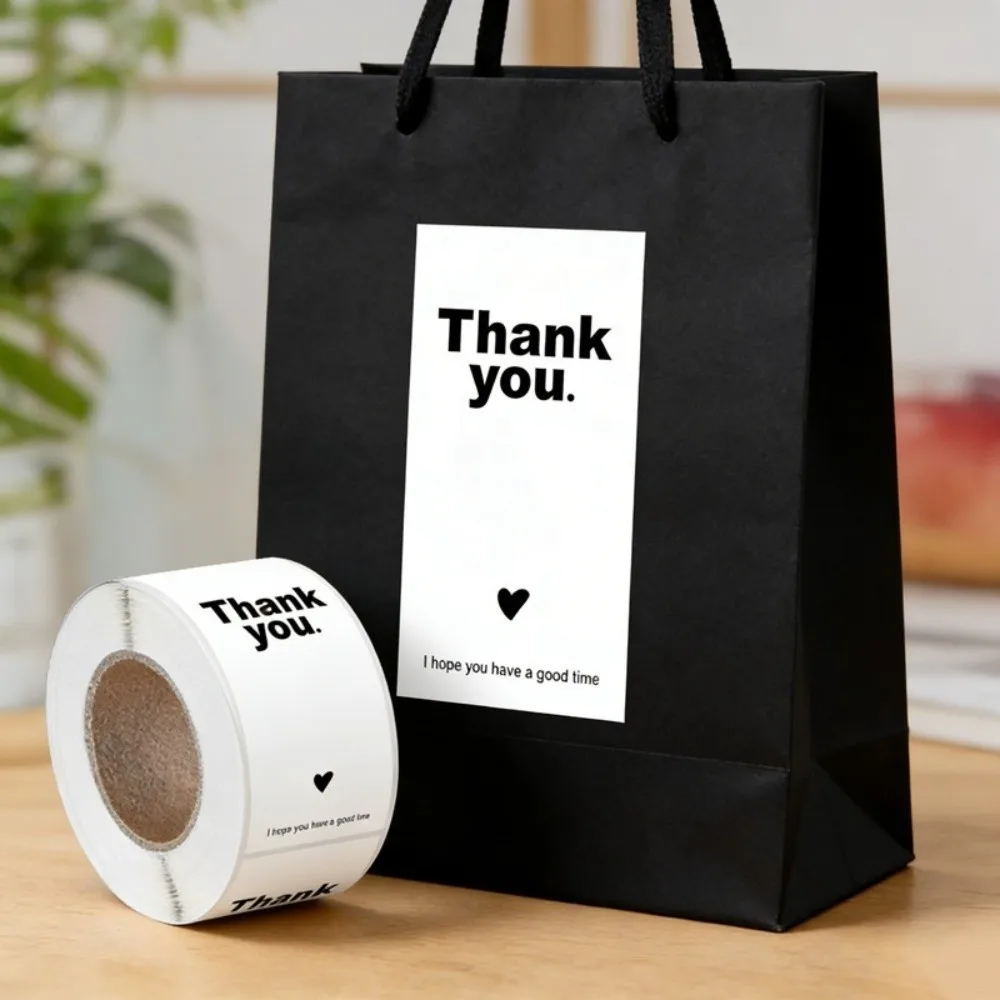 100pcs/roll High Quality Rectangular Thank You Sticker Waterproof Envelope Decoration Sealing Sticker Gift Packaging Sticker
