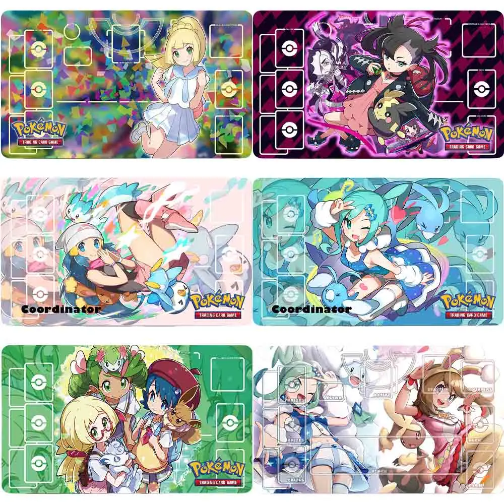 Pokemon Ptcg Card Pad Lillie Lisia Serena Dawn Rosa Anime Game Characters 600X350Mm Single Player Battle Disk Cards Mat Diy