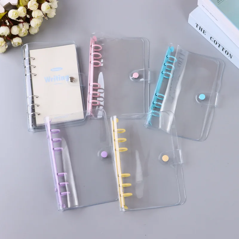 Color PVC transparent a5a6 loose-leaf macaroon soft leather booklet ins folder manual book. file organizer  binder a4