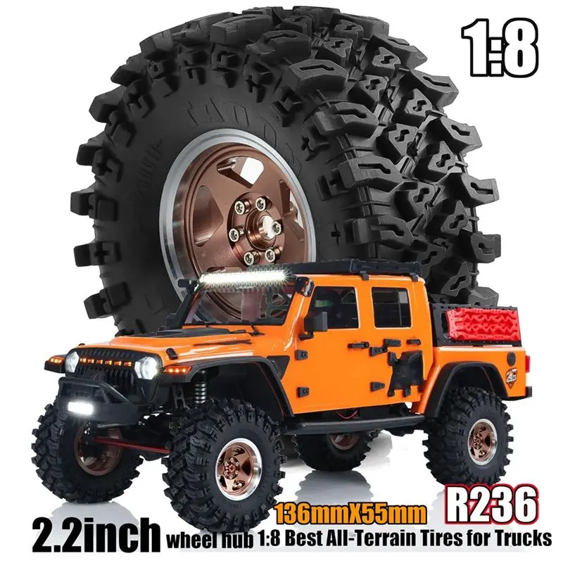 AS96-4Pcs 136Mm Metal 2.2Inch Beadlock Wheel Rim Tire Set For 1/10 RC Crawler Car Axial SCX10 Wraith RR10 Capra TRX4