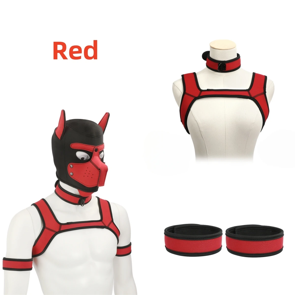 New Large Size Padded Rubber Full Head Hood Masks with Collar for Dog Role Play Accessories Padded Puppy Cosplay Exotic Costumes 3
