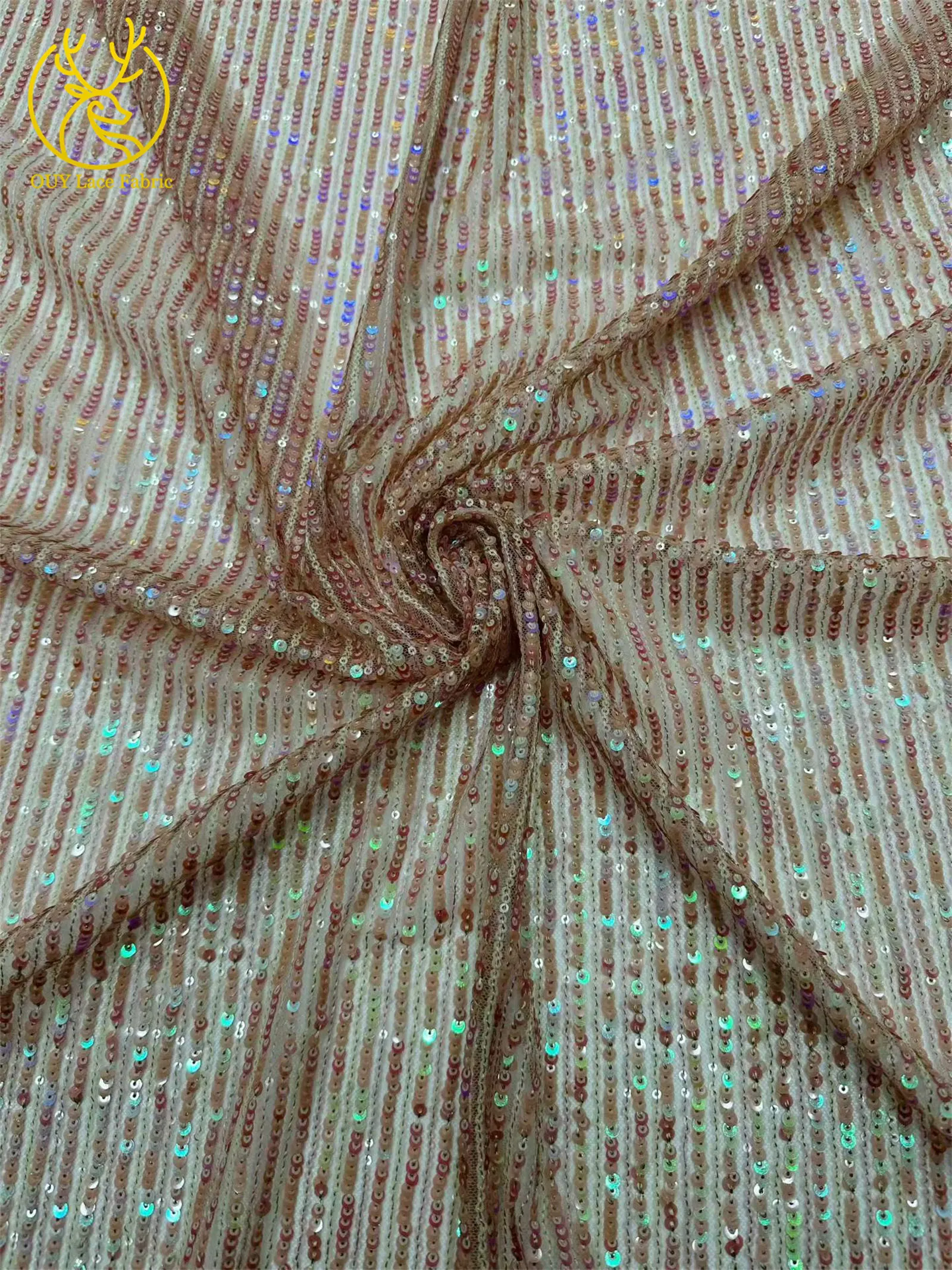 5 Yards afrikanischer Pailletten-Tüll-Spitzenstoff 2026 Hochwertiger französischer Netz-Spitzenstoff für elegante Abendkleider für nigerianische Frauen – Detail 7
