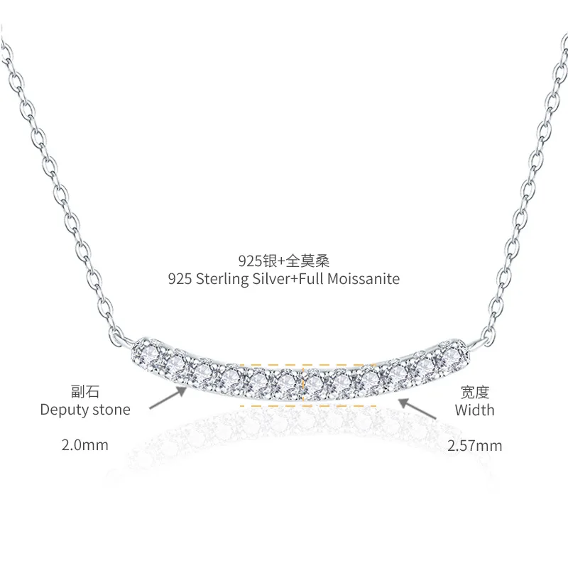 Real D Color 2mm Full Moissanite Smiling Face Pendant Necklace For Women S925 Sterling Silver Plated Pt950 Fine Daily Jewelry