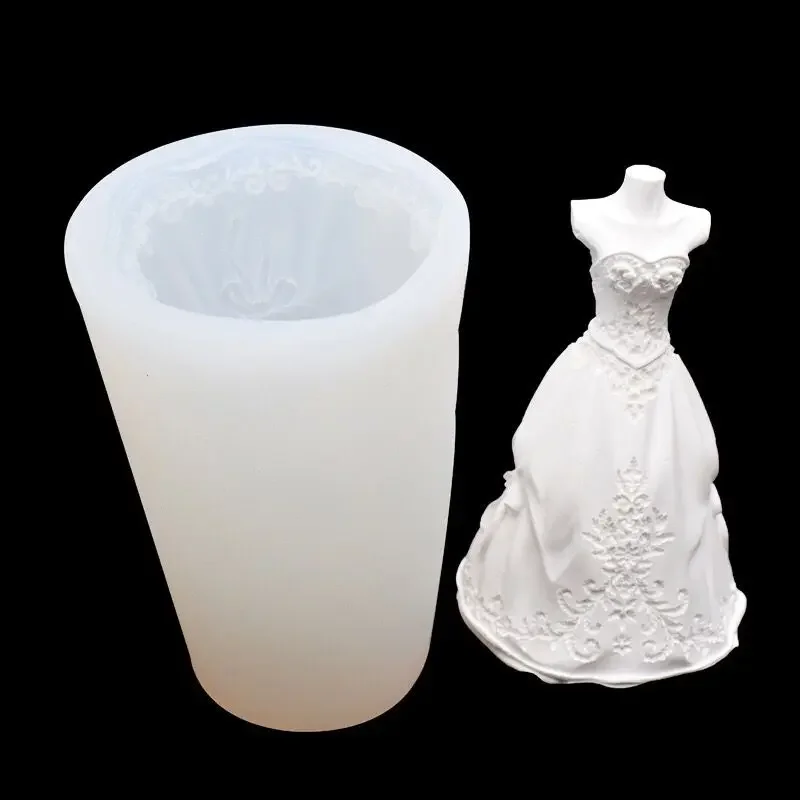 Candle Mold Diy Wedding Dress Silicone Mold Bride Girl Shape Mould Wax Handmade Soap Moulds For Children Gift Home Decor