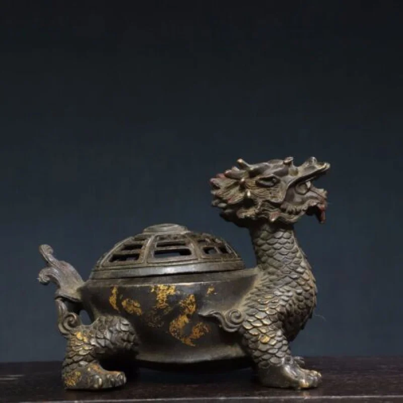 Old Collection Treasure Copper Tuo Jin [Dragon Turtle] Incense Burner