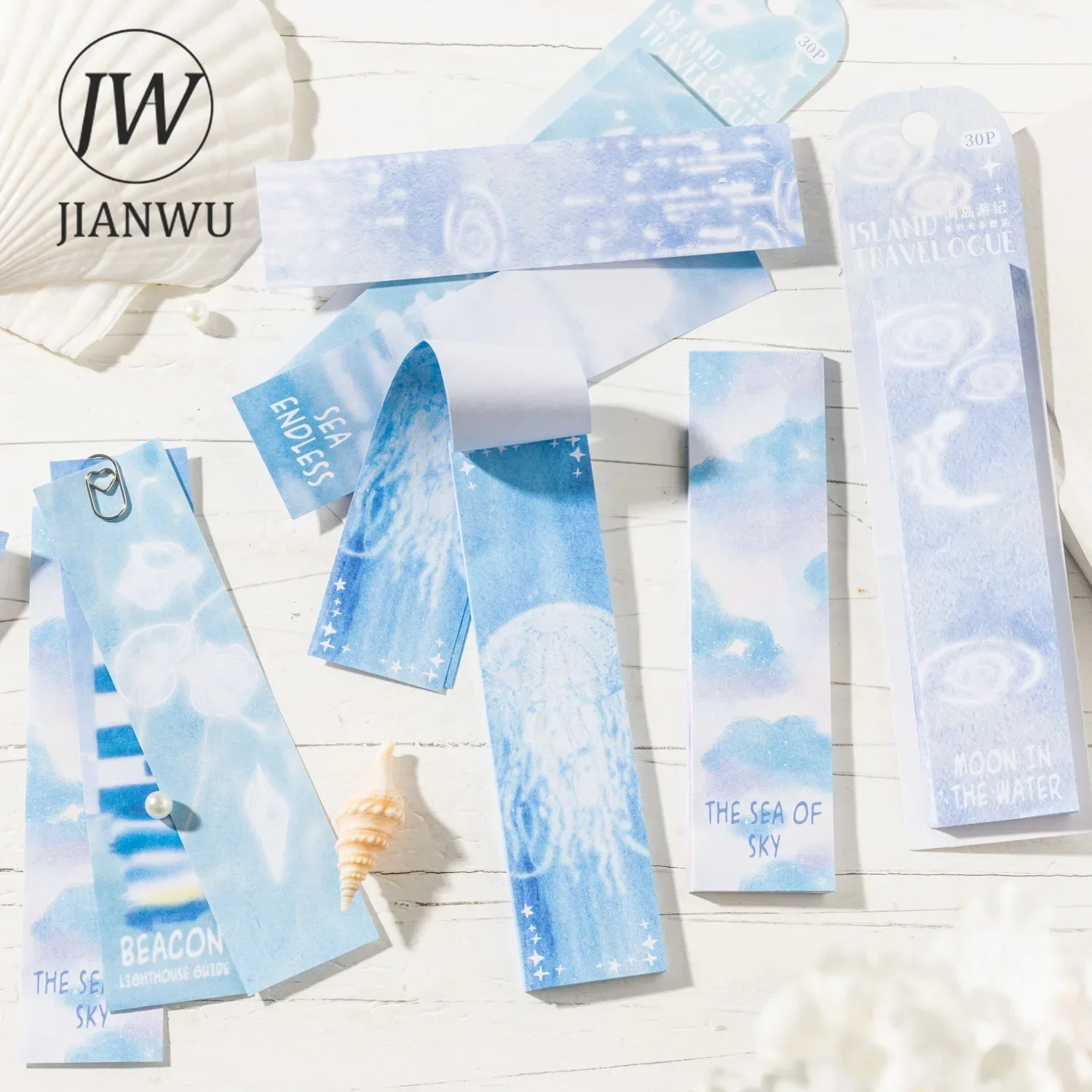 JIANWU Island Travelogue Series INS Travel Sky Sea Landscaping Material Collage Memo Pad Creative DIY Junk Journal Stationery