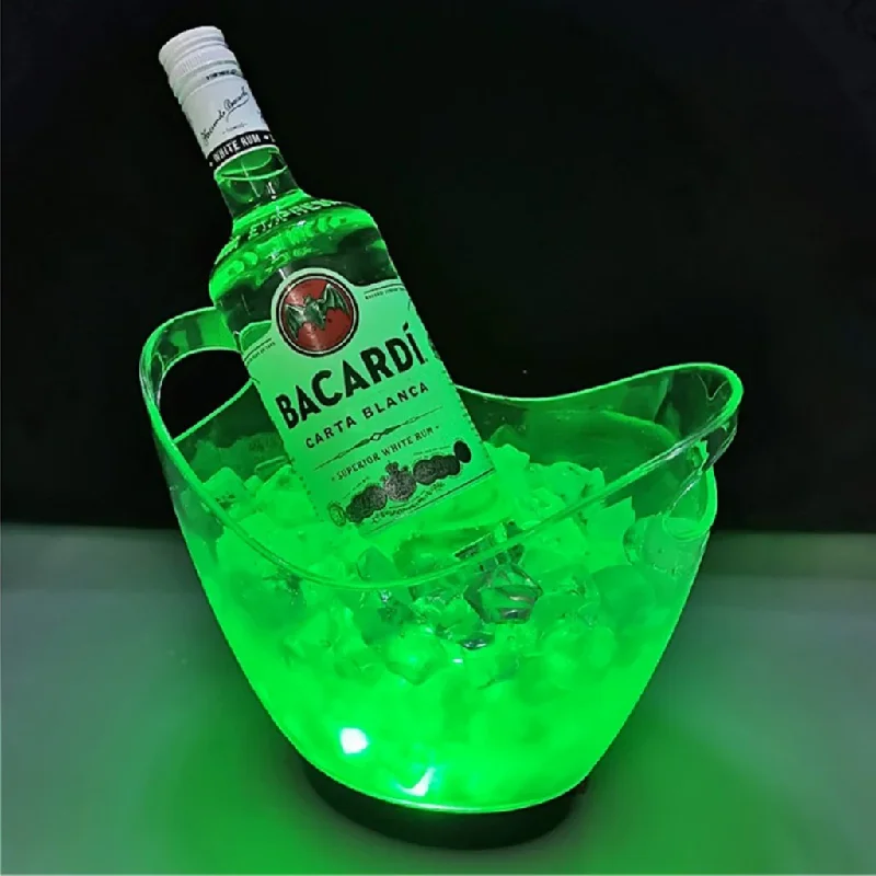 Ice Bucket Beer Champagne Wine Cooler Tub Bucket Container 2L LED Color Changing Ice Holder for Bars Nightclubs Beverage Drinks