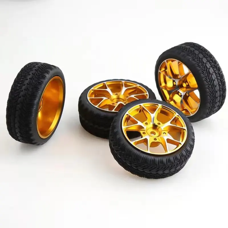 Metal Wheel Rim Hub Rubber Tire Tyres Universal For 1/10 RC On-road Racing Car Drifting HSP 94123 94122 FW06 TT01 TT02