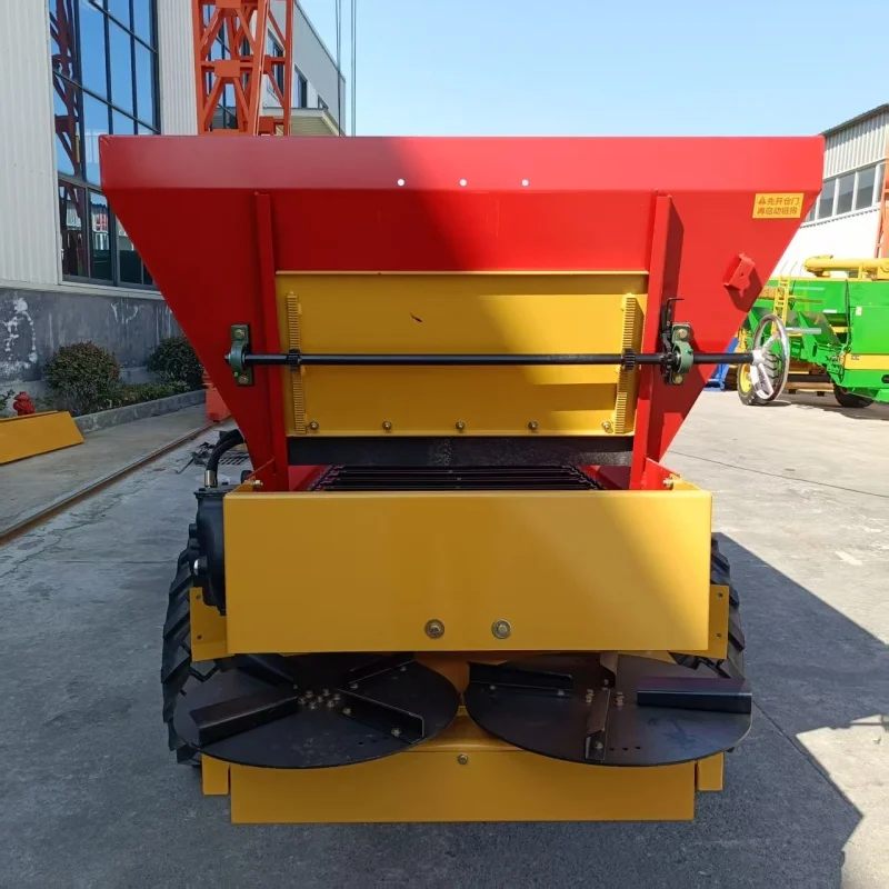 Rear Mounted Double Disc Manure   Spreader   Hopper Hydraulic Pump 6-16m Spreading Width PTO Driven Broadcast Spreader