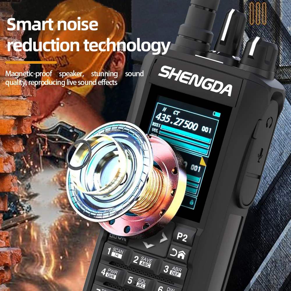 SD-R7 トランシーバー 10w ワンキー周波数マッチング チャンネルスキャン UHF/VHF 4バンド 2インチカラースクリーン Type-C充電/デスクチャージャー