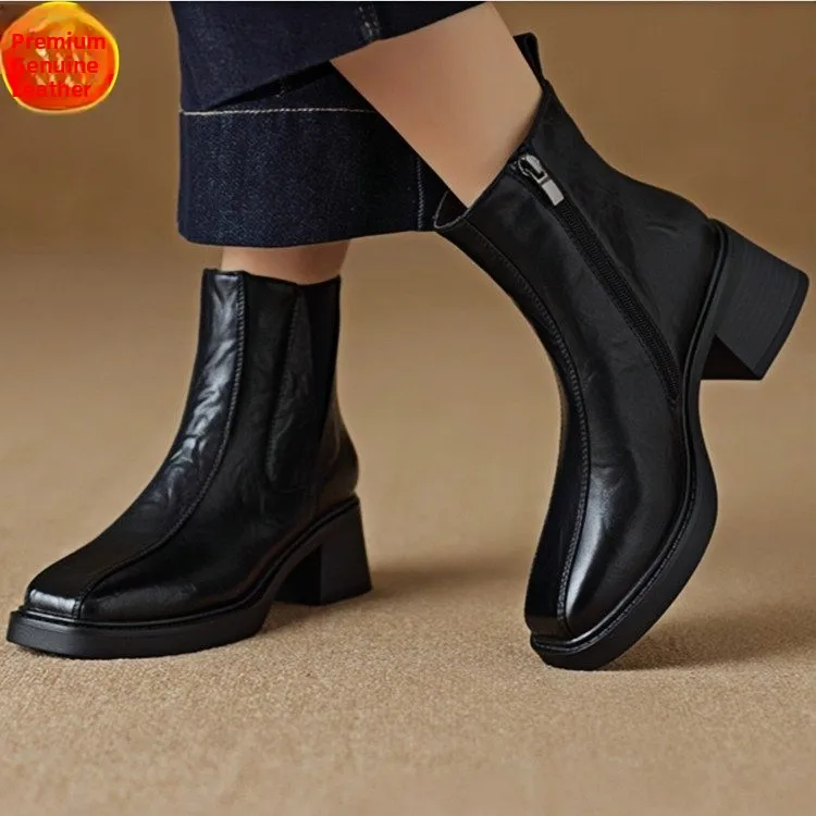 

Wanda Brand Chelsea Boots Women's Square Head ort Boots Autumn Winter New Sle High Sensation Thi Heel Boots