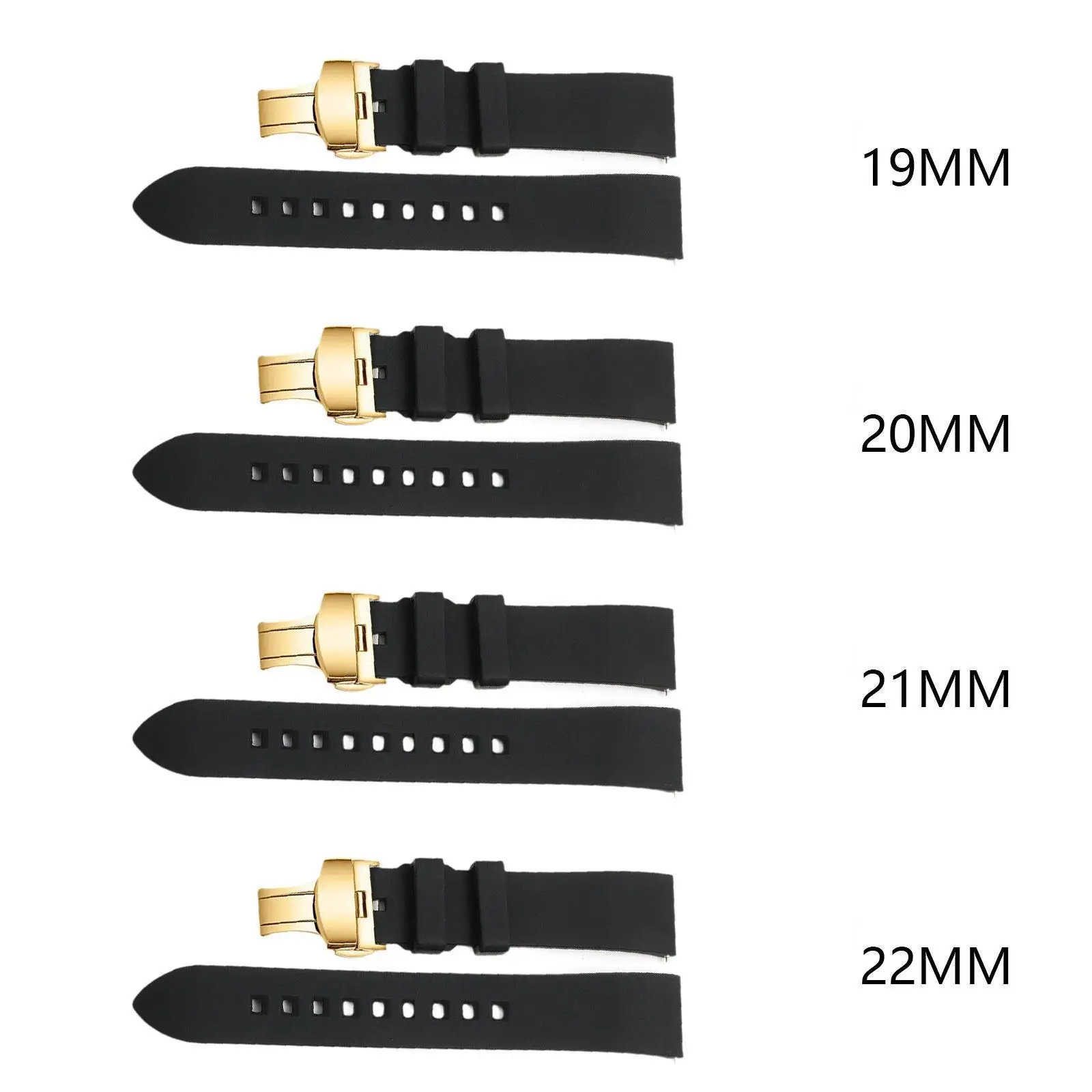 Silicone Watch Strap Butterfly Clasp Waterproof Sports Strap Replacement Strap