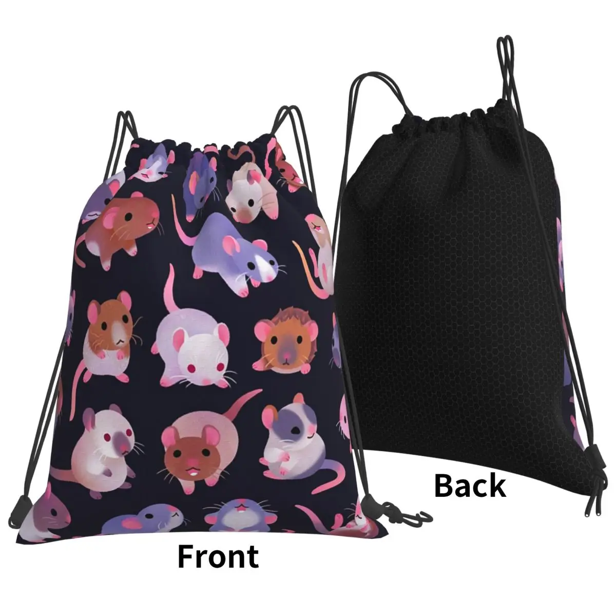 Fancy Rat - Dark Backpacks Fashion Drawstring Bags Shoes Bag Book Bags for Man Woman Students