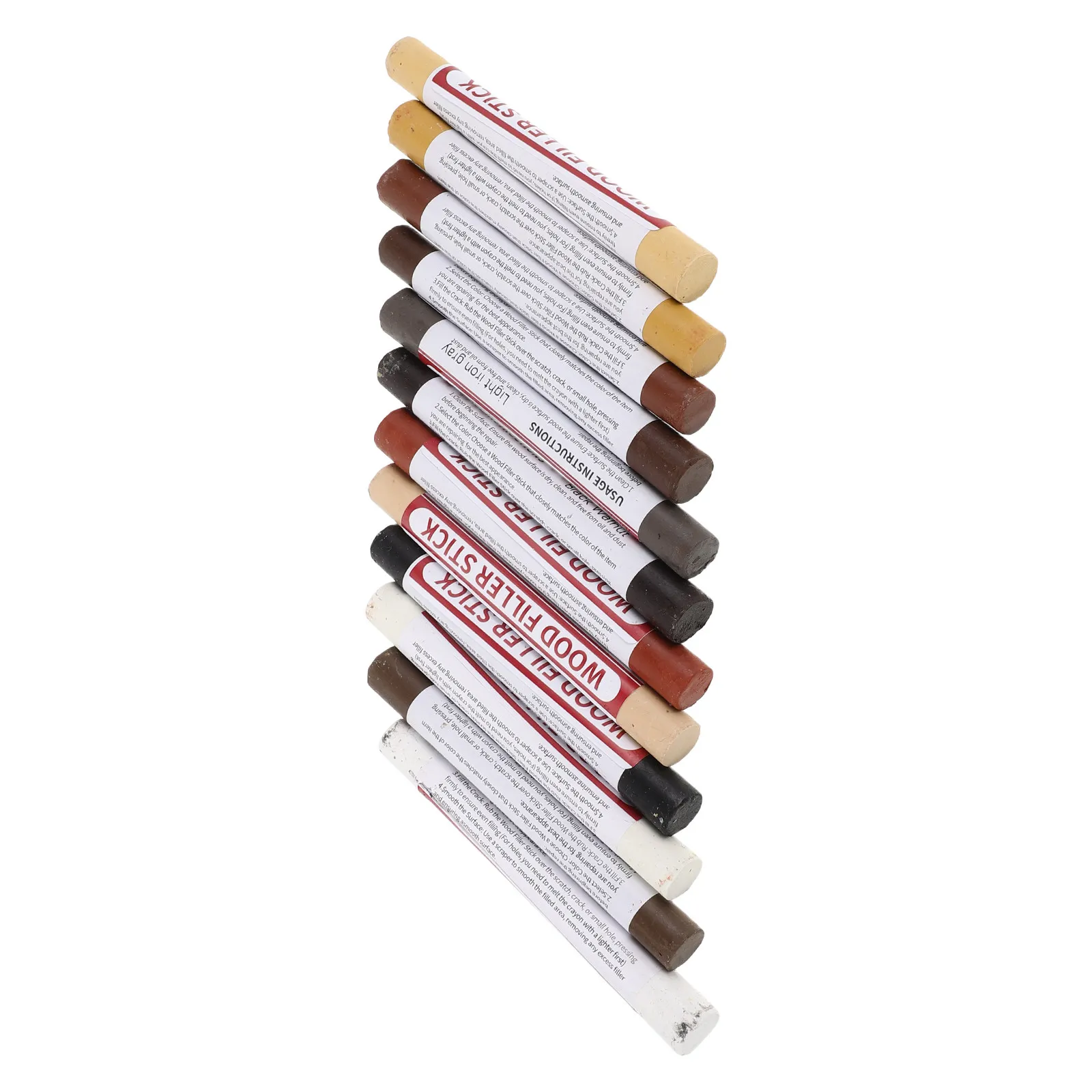 12Pcs Wood Furniture Stain Markers Touch Up Kit Multicolor Wax Crayons for Repairing Scratches Dents Cabinets Floors Doors Fast