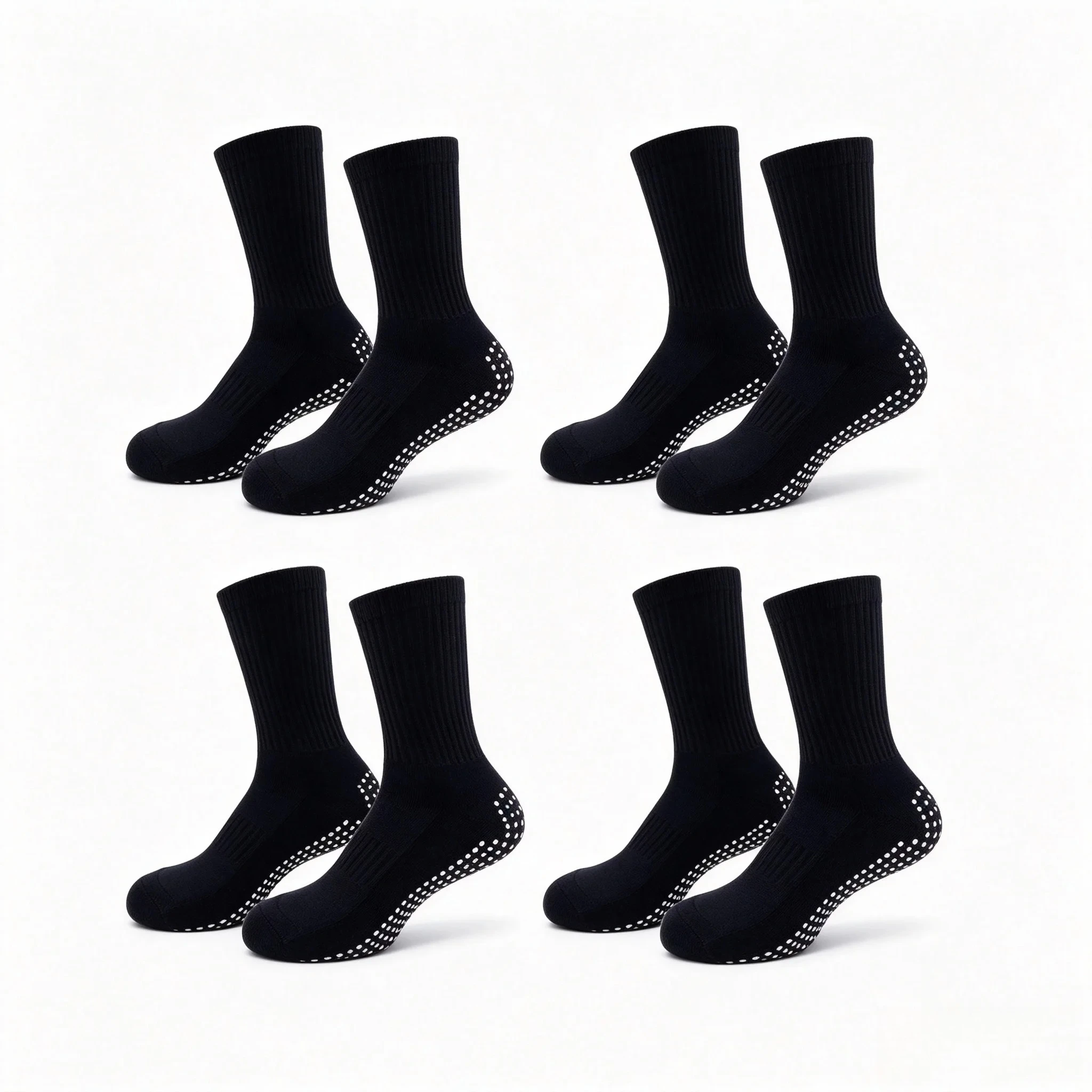 4 Pairs Non‑Slip Grip Socks Football Crew Socks Silicone Dots Anti‑skid Sock for Soccer Training Running Gym Fitness Pilates