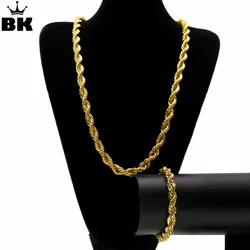 Gold Silver Color 6mm/ 1cm Rope Chain Set For Men And Women Punk Necklace