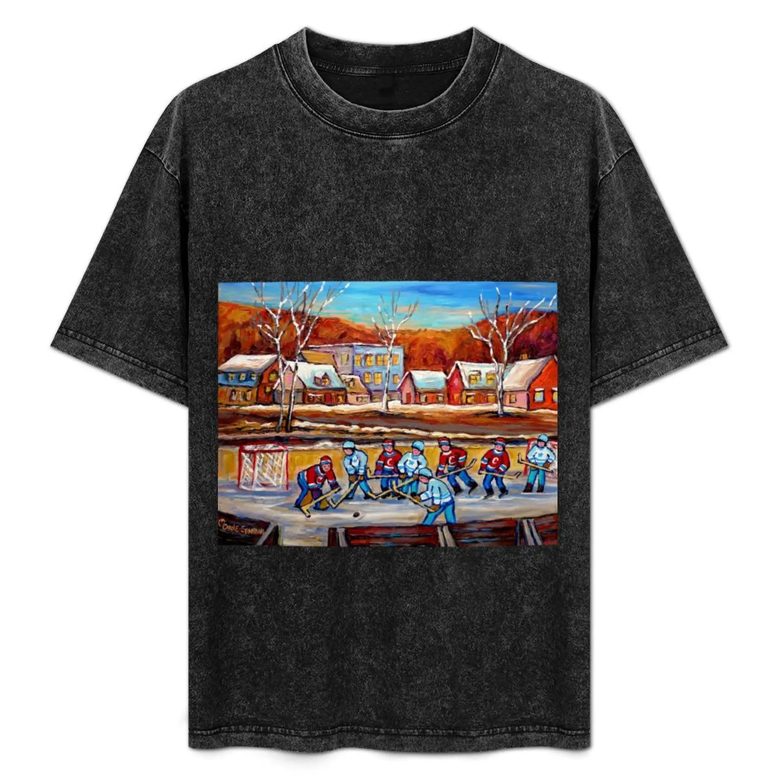 CANADIAN SCENERY POND HOCKEY ART PAINTINGS OF CANADA CAROLE SPANDAU T-Shirt essential t shirt graphic shirts men t shirt