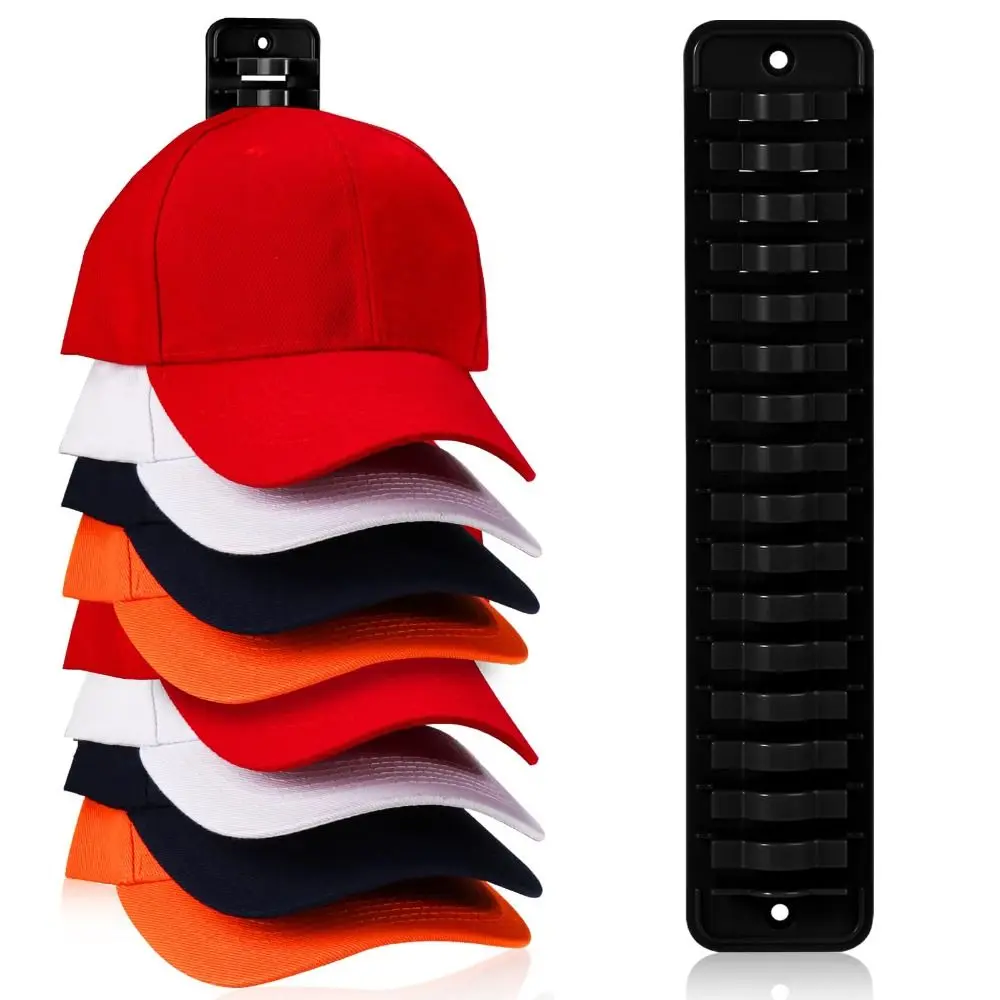 Estante de plástico para gorras de béisbol, organizador de sombreros, ahorro de espacio, almacenamiento de artículos diversos para puerta de armario, ganchos adhesivos para sombreros