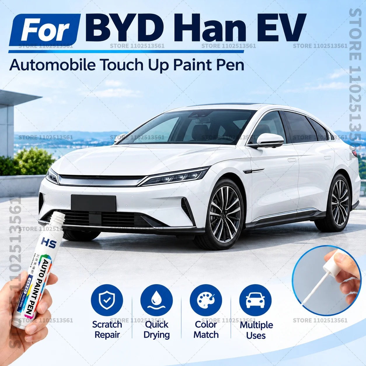 Car Scratch Remover Paint Pen Touch Up Marker for Auto Body Repair Door Bumper Fender Accessories For BYD Han EV Black White