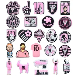 25pcs/set Pink Soccer Star series Mesi for Cartoon Shoe Charms Accessories DIY Shoe Decoration for Classic Clog Kids Gifts