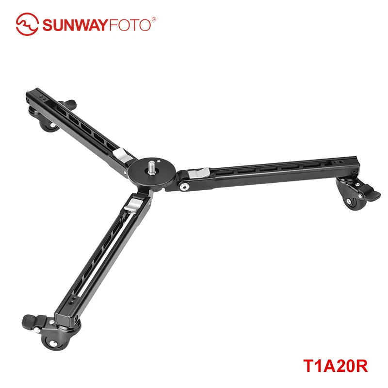 SUNWAYFOTO T1A20R Monopod Dolly, robuuste, rollende standaard, draagvermogen 110 lbs (50 kg), rubberen wielen voor fotografie, standaard met wielen.