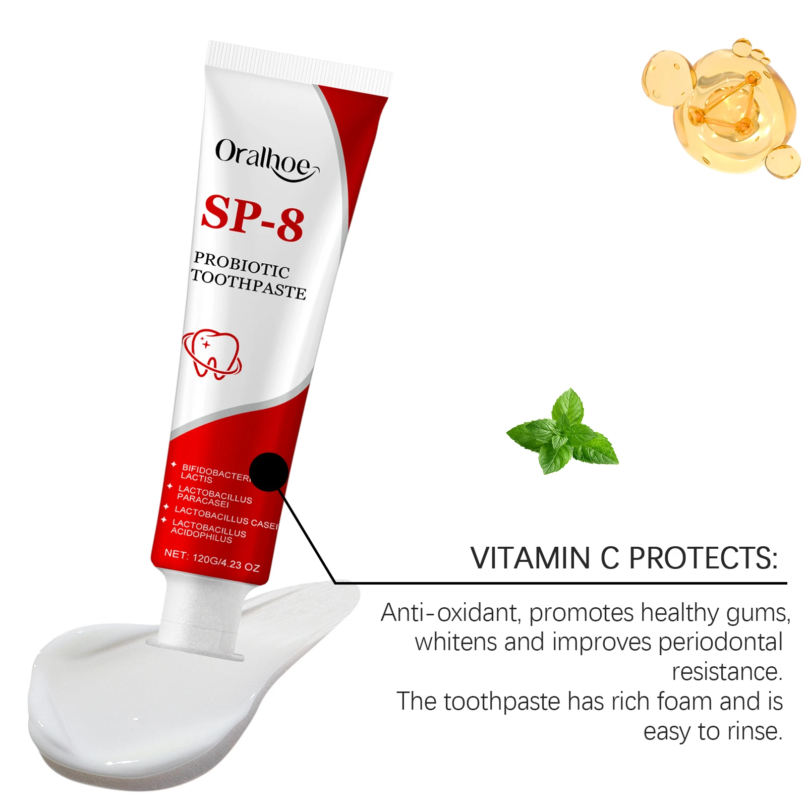 Sp-8 Probiotic Toothpaste Whitening Tooth Remove Plaque Stains Teeth Whitener Oral Hygiene Clean Fresh Breath Dental Brighten