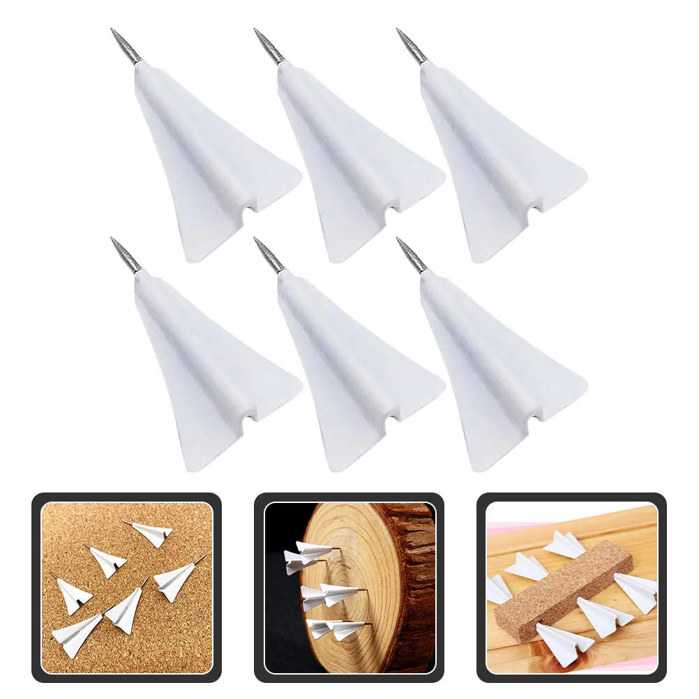 6 Pcs Aircraft Pushpin Thumb Tacks Daily Use Paper Airplane Unique Replaceable Heart Shaped Steel