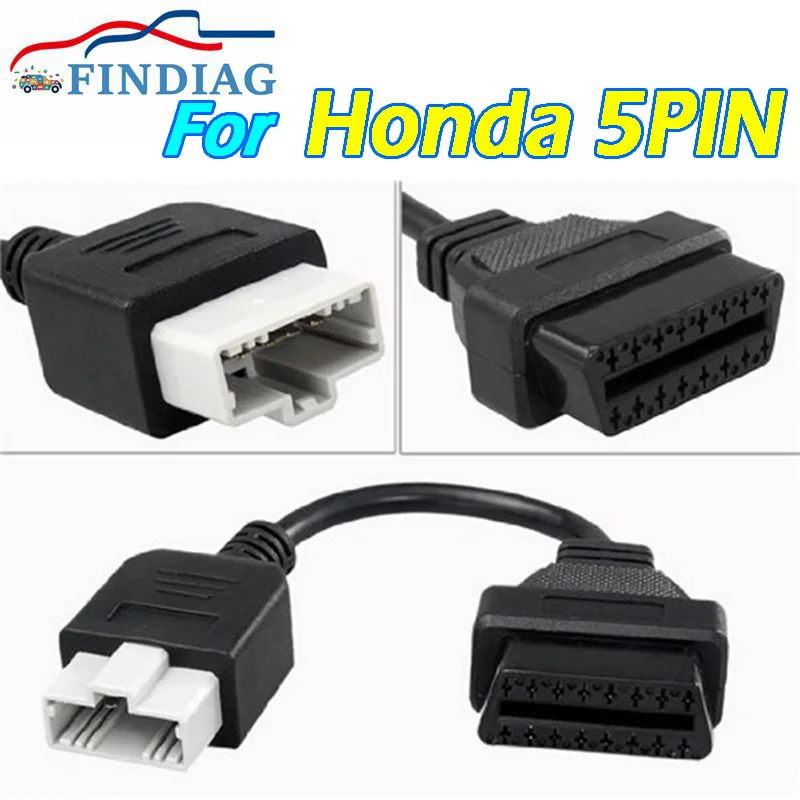 

2023 OBD Adapter for Honda 5Pin OBD1 To OBD2 16Pin Female Connector For Honda 5 Pin Car Scanner OBDII Extension diagnostic tool