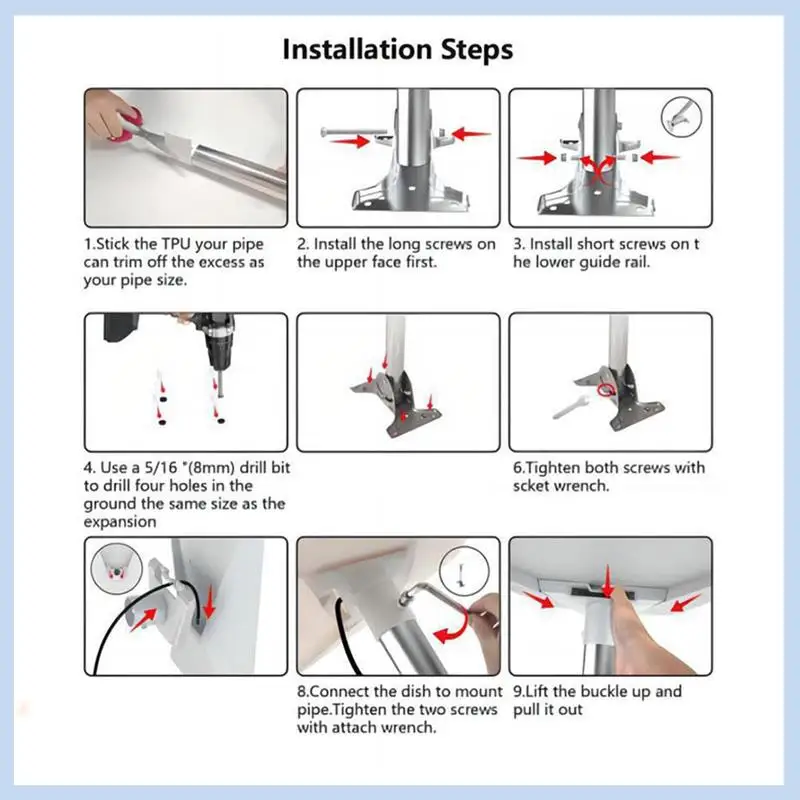 

AS63-1Set For Starlink Gen3 Roof Wall Mount Wall Installed Connecting Rod Mount,Roof Adapter Holder Metals Connector