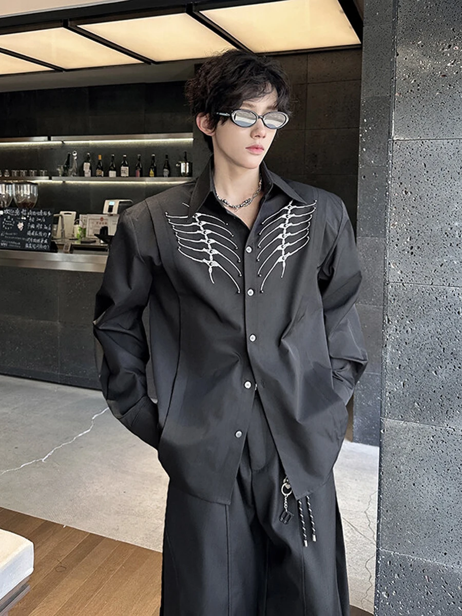 

Мужская летняя рубашка из полиэфирного волокна с вышивкой и бисером, с подкладкой на плечах, новинка, премиум-качество...