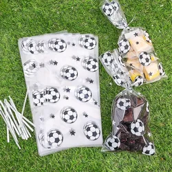 25/50Pcs Candy Bags Gift with Twist Ties Football Sport Theme Soccer Party Birthday Cookie Clear Plastic Bag Kid Favors Supplies