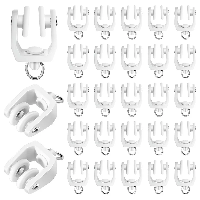30/60pcs Curtain Track Rollers, Silent Plastic Curtain Sliding Wheels with Hooks