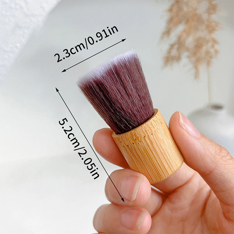 Mini Short Handled Nail Cleaning Brush Nail Art Dust Remover Bamboo Handle Nail Trimming Cleaning Manicure Tools