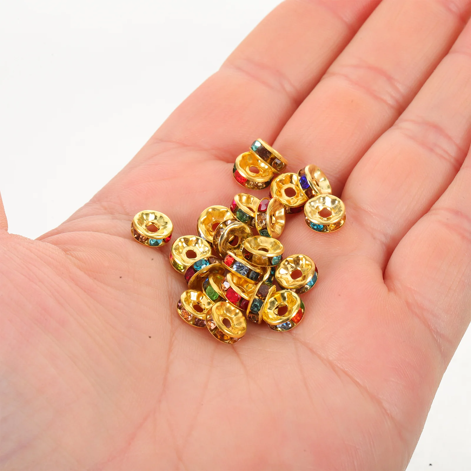 

300Pcs Rhinestone Spacer Beads Round Crystal Rondelle Beads for DIY Jewelry Making Necklaces Bracelets Crystal Jewelry Spacers