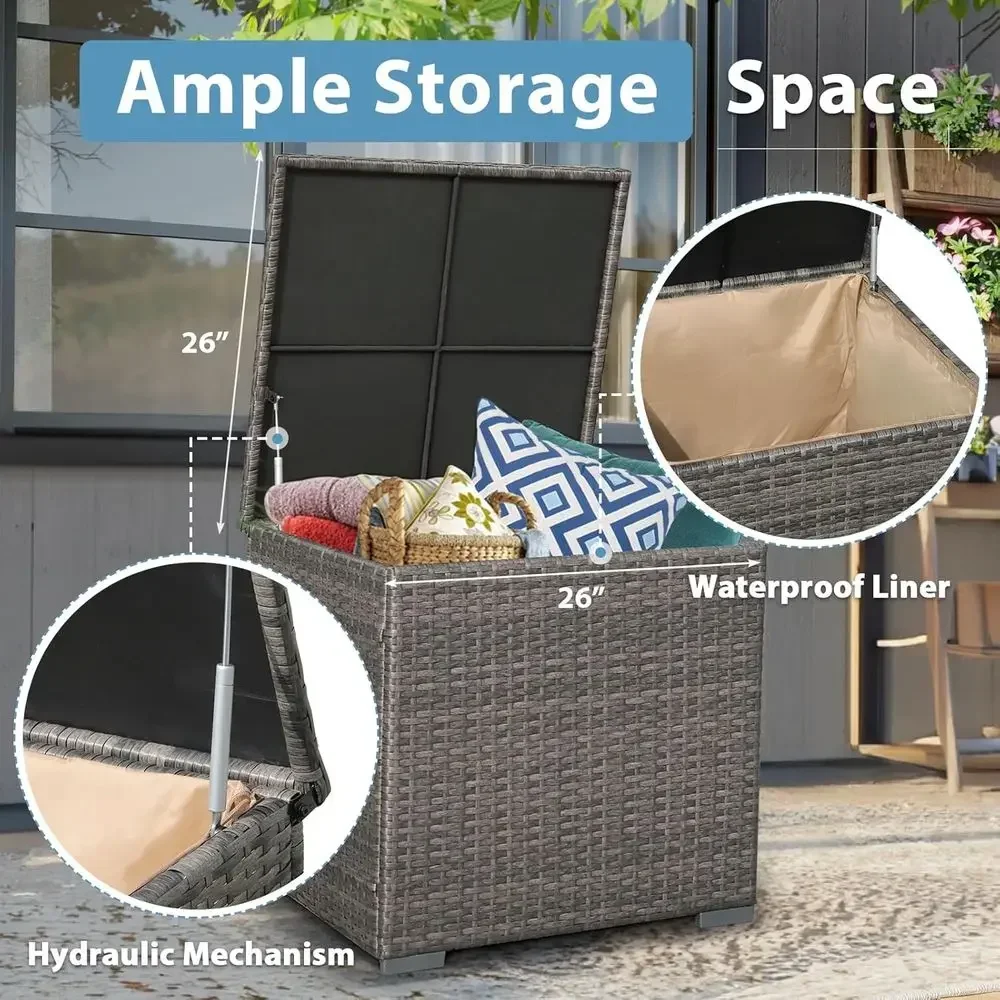 8-Piece Patio Furniture Set with 45 Fire Pit Table, Outdoor Seating with 50,000 BTU Gas Fire Pit, Rattan Sectional Sofa Set with