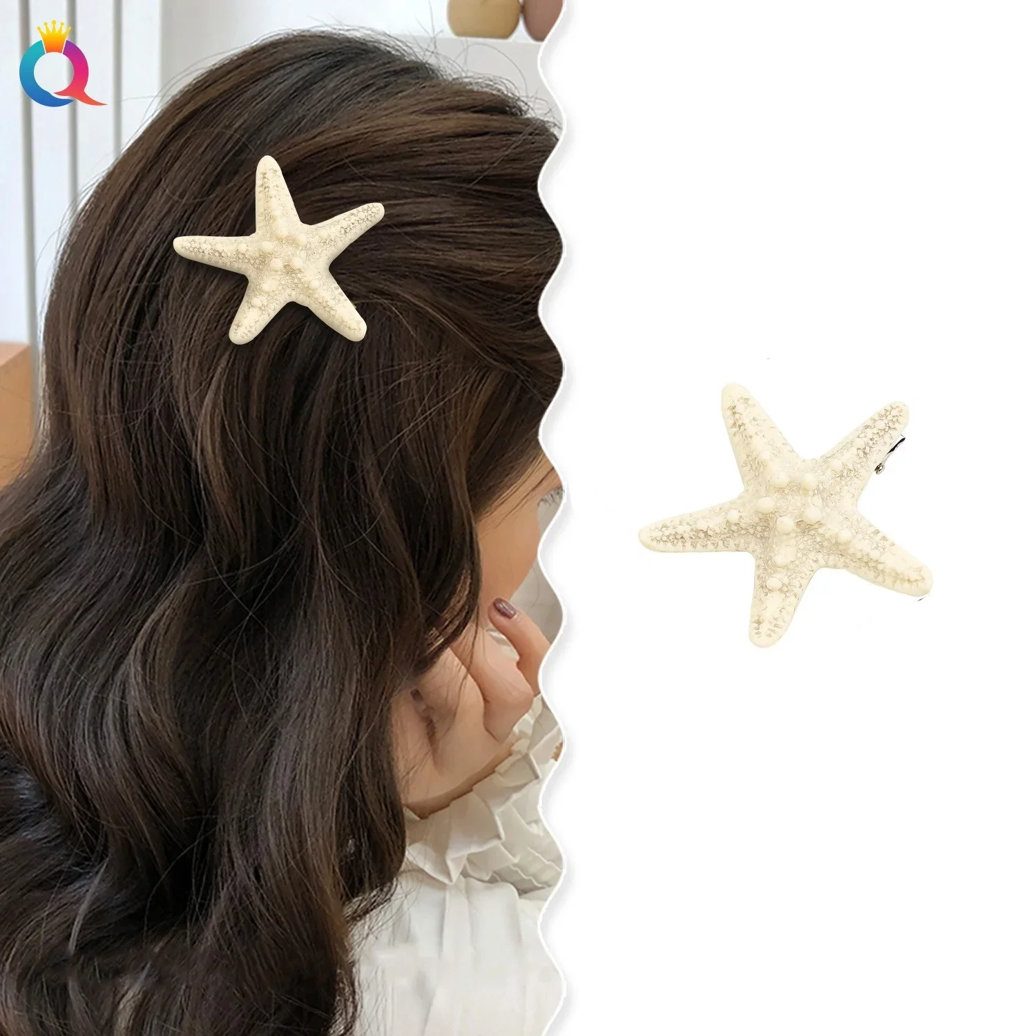 Horquilla de estrella de mar azul para verano, playa, vacaciones, Clip para el cabello, flequillo dulce a la moda, accesorios para el cabello para niñas y mujeres