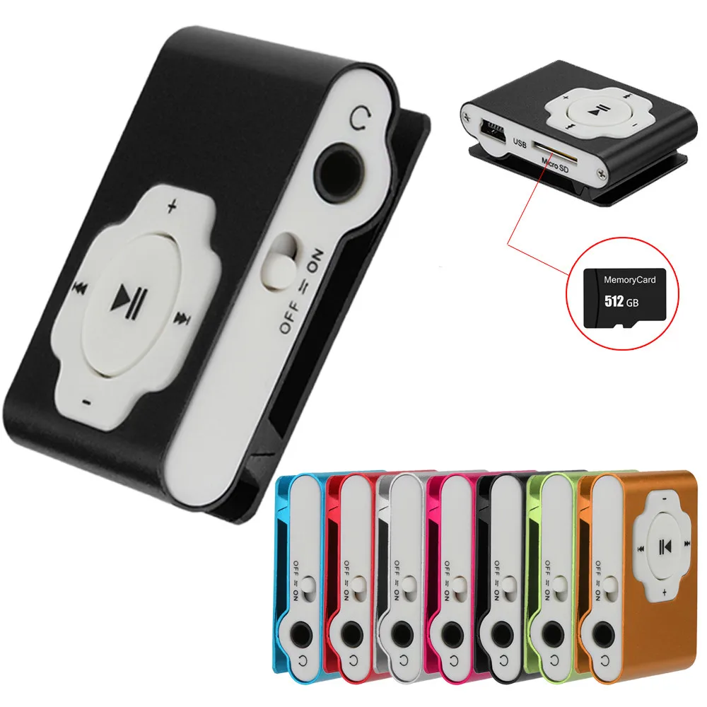 Portable MP3 Player Mini Clip-type MP3 Sport Stereo Music Player Walkman Media Speaker Support SD TF Card Usb Cable Headphones