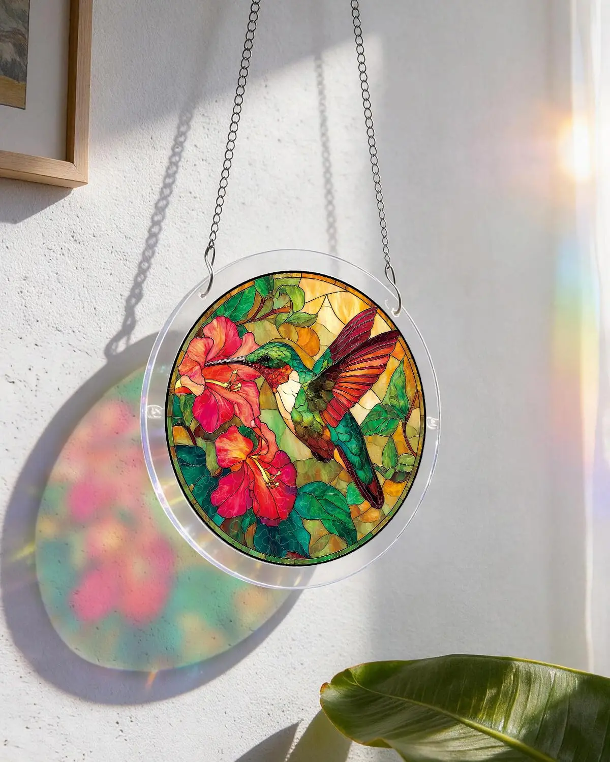 Window Hanging Acrylic Puzzle, Emerald Flame Hummingbird Garden & Home Decoration