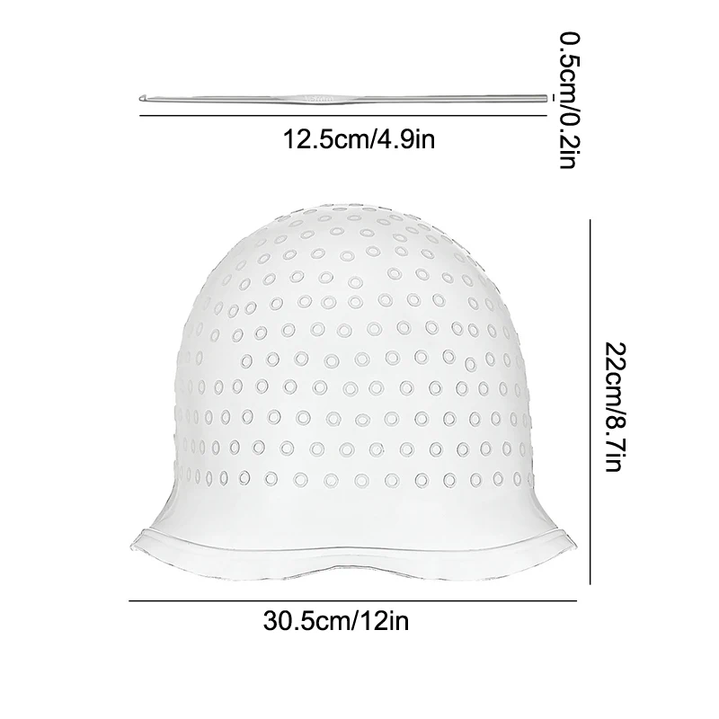 Reusable Silicone Highlight Cap with Hook, Hair Dye Cap for Hair Highlights and Frosting Coloring