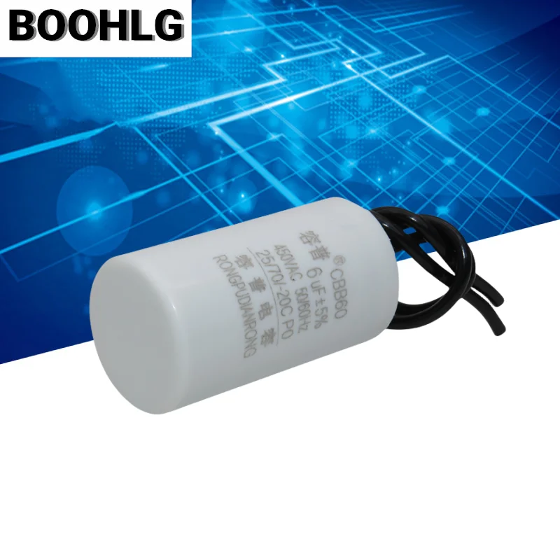 1 szt. Kondensator CBB60 jest używany do pompy wody obiegowej maszyna ssąca tlen wiszący kominek 450V 2/2.5/3/5/6uF kondensator