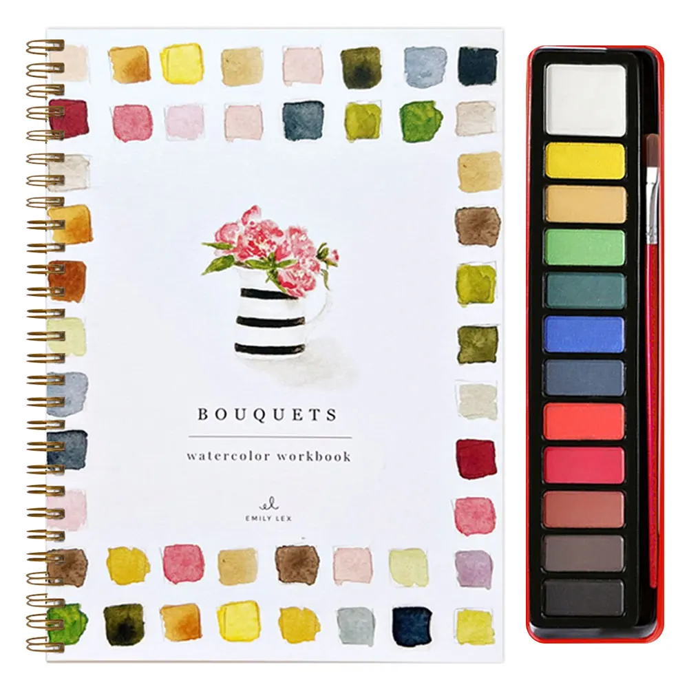 Zestaw do malowania akwarelą z pędzlem, książka do malowania akwarelą, zestaw do kolorowania akwarelą dla dzieci w wieku 3-5 4-8 lat, sztuka i rzemiosło