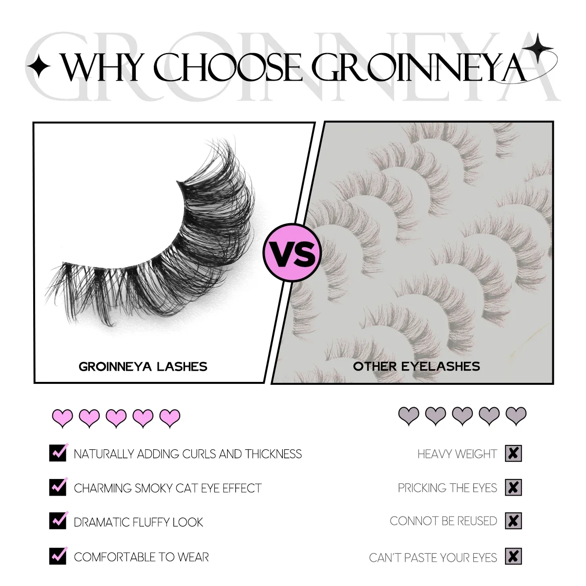 ヴェルトライネ フェイクウィスピーまつげ ナチュラルキャットアイラッシュストリップス 3Dフェイクミンクまつげ ナチュラルルック ふわふわストリップラッシュ クリアバンド