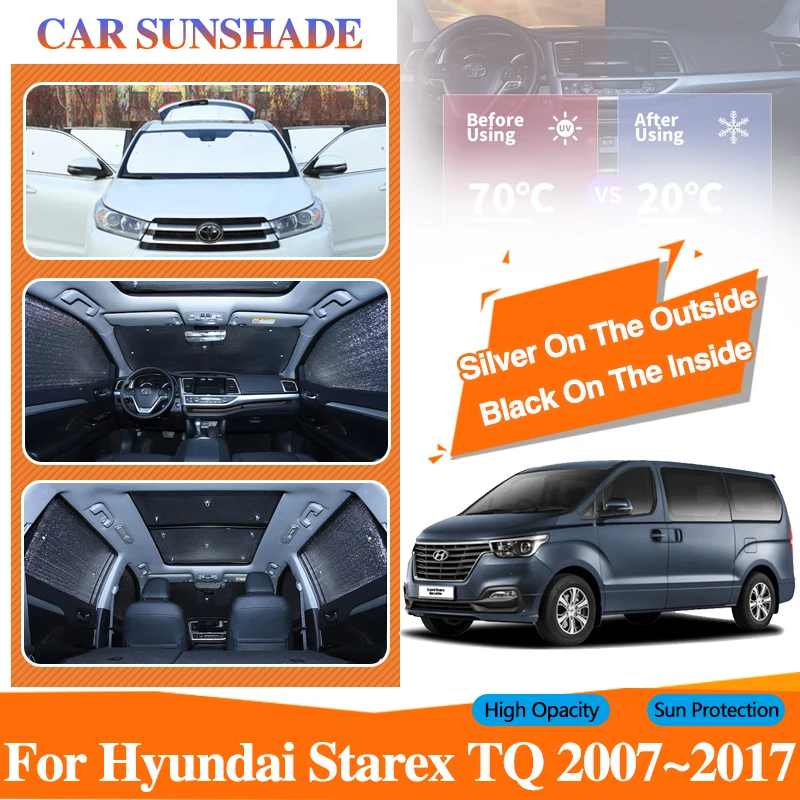 

Car Coverage Sunshade Cover Fit For Hyundai Starex TQ 2007~2017 H 1 iMax Sliver Black Sunscreen Anti-UV Window Visor Accessories