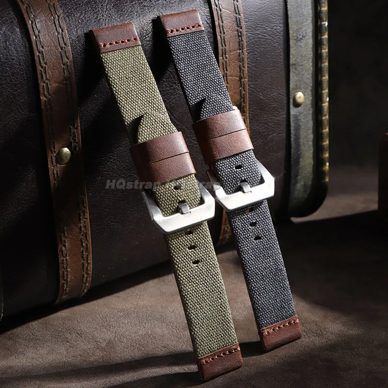 20mm 22mm 24mm Nylon Leather Strap for Seiko for Omega Watchband Retro Canvas Bracelet Sport Quick Release Replacement Wristband view 5