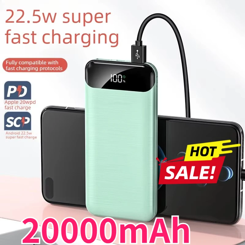20000mAh Power Bank, 22.5W Fast Charging Portable Charger USB C External Battery Pack LED Display for IPhone Samsung Xiaomi