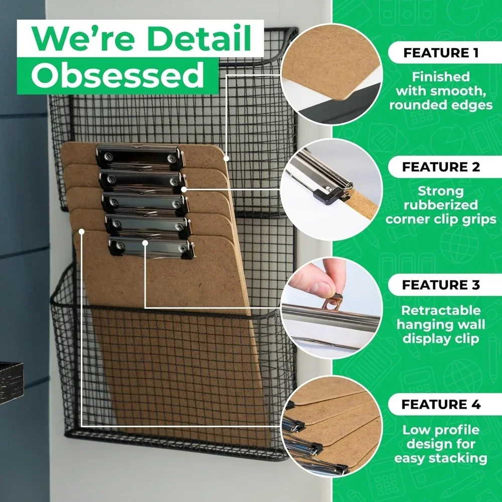 Direct clipboard with Low profile clip (set of 30) - Wood clipboard bulk 30 pack clipboard classroom