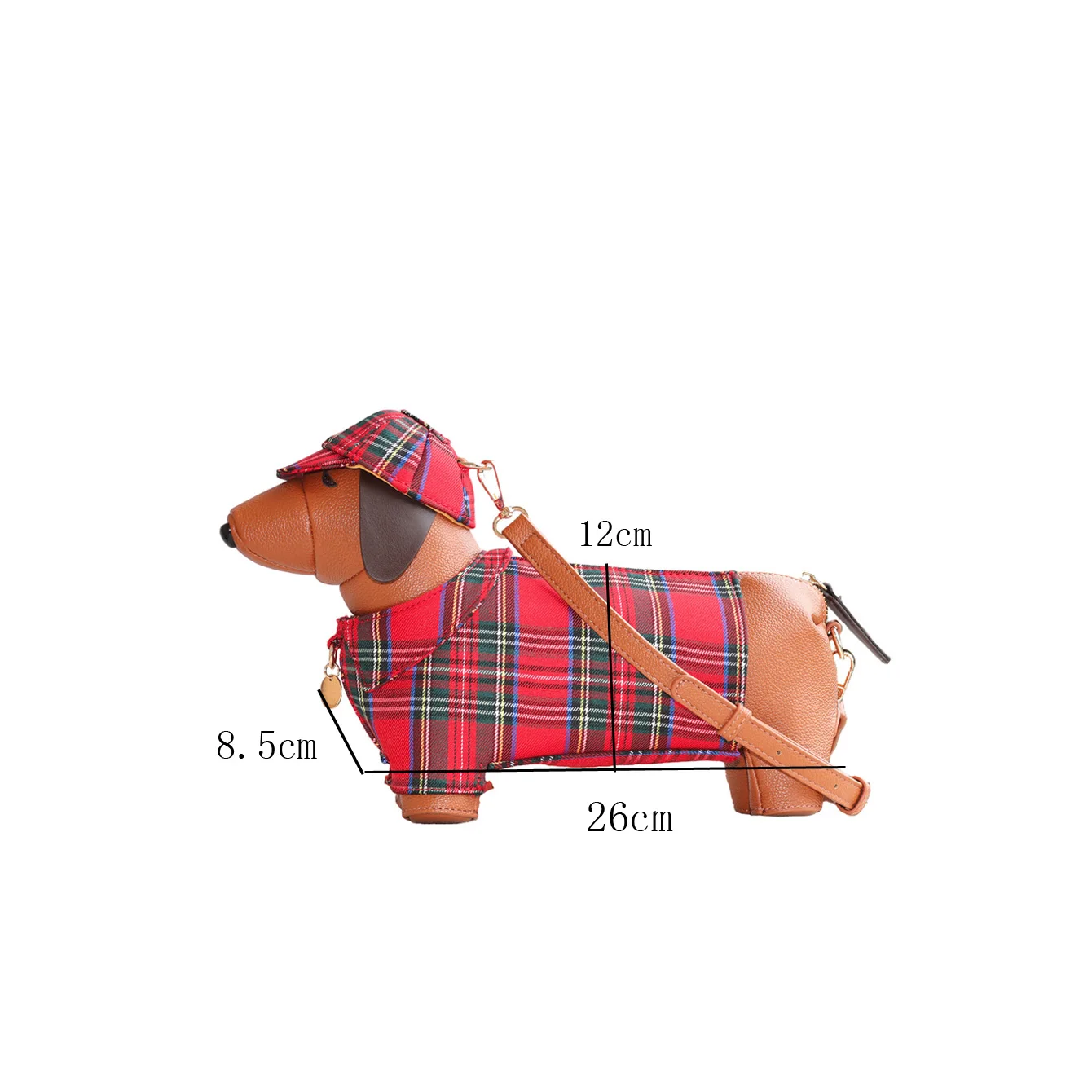 Cute Sausage Dog Shape Shoulder Bag Unique PU Leather Handbag for Women with Removable Strap Crossbody Bag for Street Party Use