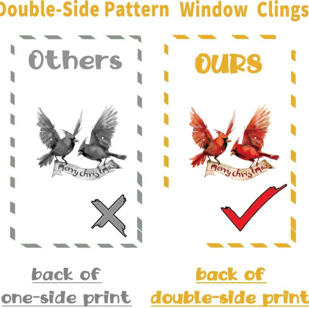 9pcs Christmas Window Decals Cardinal Birds Snowflakes Pine Tree Vinyl Stickers for Glass Door Window Xmas Home Decoration Party view 4
