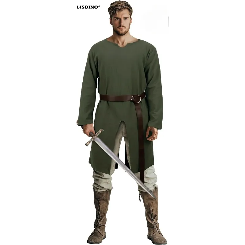 

1Men's Medieval Green Tunic Costume Renaissance Viking Tunic Shirt