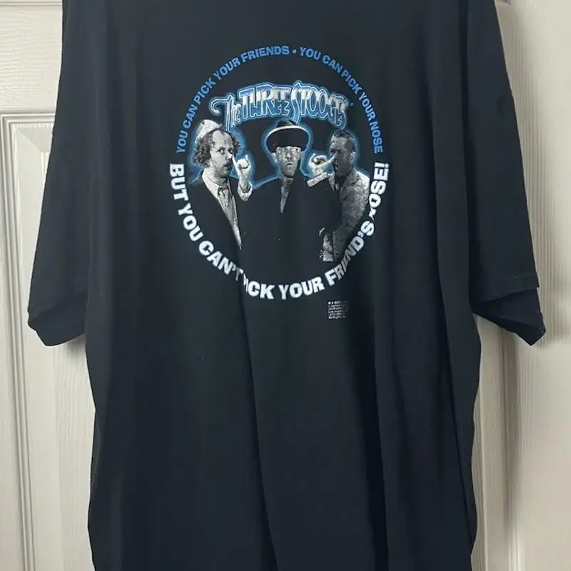 VTG 2002 Three Stooges Friends Black T-Shirt Adult XL No Tag Curly Moe Larry C3